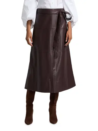 Tanya Taylor Women's Hudley Faux-Leather Midi-Skirt - Oxblood | Thumbnail 3 Tanya Taylor Women's Hudley Faux-Leather Midi-Skirt - Oxblood | Thumbnail 3