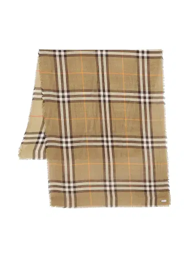 Burberry Women's Reversible Check Wool-Silk Scarf - Sand Vole Brown | Thumbnail 3 Burberry Women's Reversible Check Wool-Silk Scarf - Sand Vole Brown | Thumbnail 3