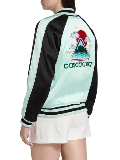 Casablanca Women's Satin Logo Bomber Jacket - Mint | Thumbnail 5 Casablanca Women's Satin Logo Bomber Jacket - Mint | Thumbnail 5