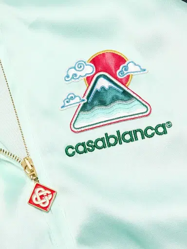 Casablanca Women's Satin Logo Bomber Jacket - Mint | Thumbnail 7 Casablanca Women's Satin Logo Bomber Jacket - Mint | Thumbnail 7