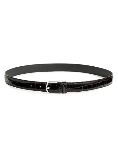 TOTEME Women's Croc Embossed Leather Belt - Chocolate - Size Medium | Thumbnail 1 TOTEME Women's Croc Embossed Leather Belt - Chocolate - Size Medium | Thumbnail 1