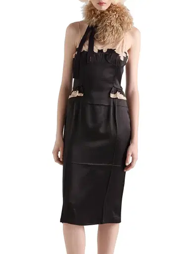 Prada Women's Silk and Lace Dress - Black | Thumbnail 2 Prada Women's Silk and Lace Dress - Black | Thumbnail 2
