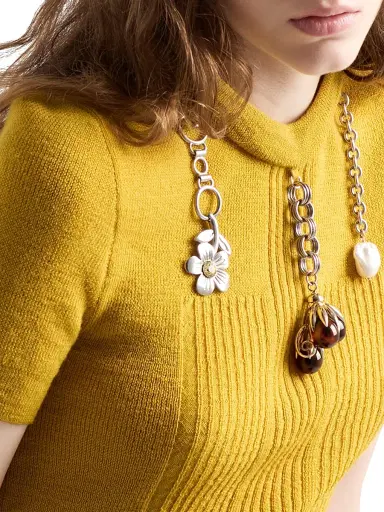 Prada Women's Short-Sleeved Wool Sweater - Yellow | Thumbnail 6 Prada Women's Short-Sleeved Wool Sweater - Yellow | Thumbnail 6