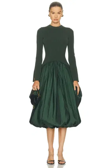 SIMKHAI Kenlie Mock Neck Midi Dress | Thumbnail 1 SIMKHAI Kenlie Mock Neck Midi Dress | Thumbnail 1