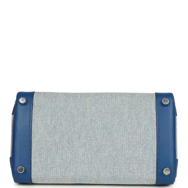 HERMÈS Hermes Birkin 25 Bleu France Swift and Bleu Bill-Ecru Toile H Canvas Palladium Hardware | Thumbnail 6 HERMÈS Hermes Birkin 25 Bleu France Swift and Bleu Bill-Ecru Toile H Canvas Palladium Hardware | Thumbnail 6