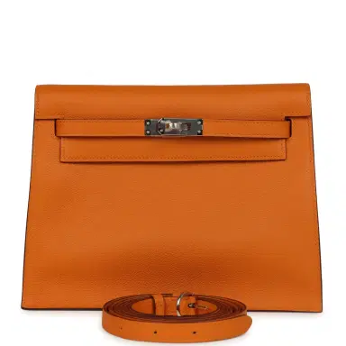 HERMÈS Hermes Kelly Danse Abricot Verso Evercolor Palladium Hardware | Thumbnail 1 HERMÈS Hermes Kelly Danse Abricot Verso Evercolor Palladium Hardware | Thumbnail 1