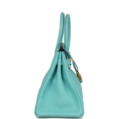 HERMÈS Pre-owned Hermes Birkin 30 Bleu Atoll Clemence Gold Hardware | Thumbnail 3 HERMÈS Pre-owned Hermes Birkin 30 Bleu Atoll Clemence Gold Hardware | Thumbnail 3