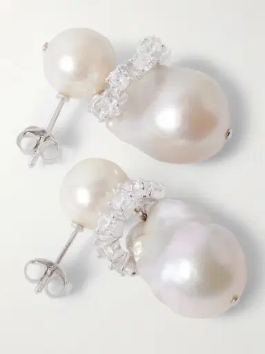 Completedworks Rhodium-plated Recycled Silver Pearl And Crystal Earrings | Thumbnail 3 Completedworks Rhodium-plated Recycled Silver Pearl And Crystal Earrings | Thumbnail 3