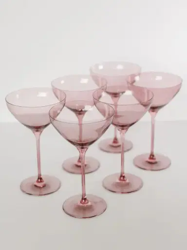 Estelle Colored Glass Rose Martini Glasses, Set of 6 | Thumbnail 2 Estelle Colored Glass Rose Martini Glasses, Set of 6 | Thumbnail 2