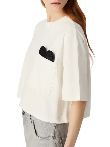 Bottega Veneta Soft Cotton Jersey T-Shirt with Heart Detail | Thumbnail 2 Bottega Veneta Soft Cotton Jersey T-Shirt with Heart Detail | Thumbnail 2