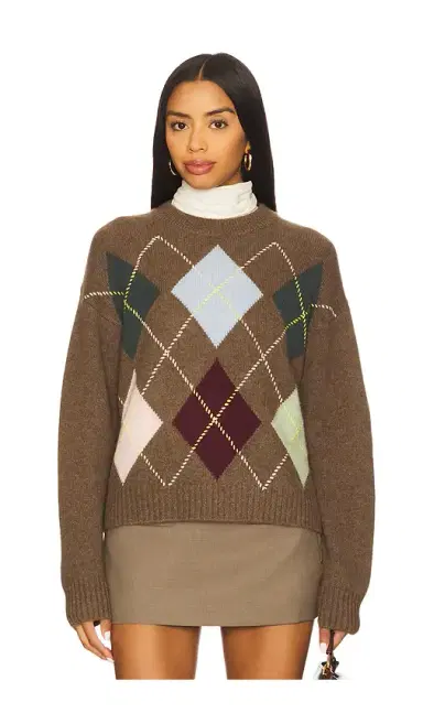 White + Warren Cashmere Argyle Crew Sweater | Thumbnail 1 White + Warren Cashmere Argyle Crew Sweater | Thumbnail 1