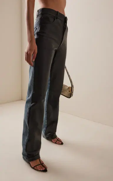Haikure Star Leather and Denim High-Rise Straight-Leg Jeans | Thumbnail 3 Haikure Star Leather and Denim High-Rise Straight-Leg Jeans | Thumbnail 3