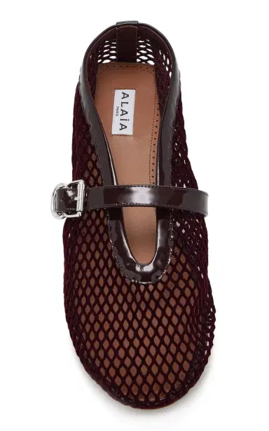 Alaïa Velvet-Effect Fishnet Ballet Flats | Thumbnail 2 Alaïa Velvet-Effect Fishnet Ballet Flats | Thumbnail 2