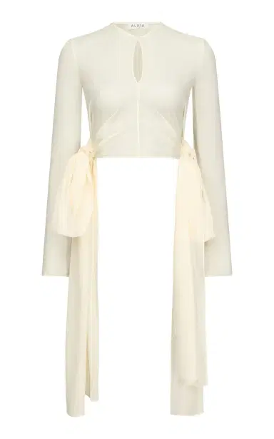 ALAÏA Bow-Detailed Jersey Blouse | Thumbnail 1 ALAÏA Bow-Detailed Jersey Blouse | Thumbnail 1