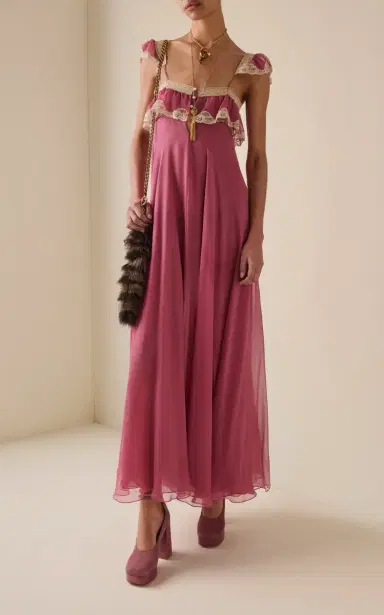 Chloé Flou Ruffled Organic Silk Mousseline Gown | Thumbnail 3 Chloé Flou Ruffled Organic Silk Mousseline Gown | Thumbnail 3