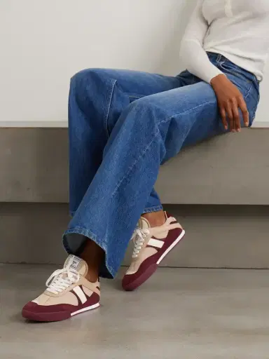 Chloé Kick Leather And Suede-trimmed Mesh Sneakers | Thumbnail 2 Chloé Kick Leather And Suede-trimmed Mesh Sneakers | Thumbnail 2