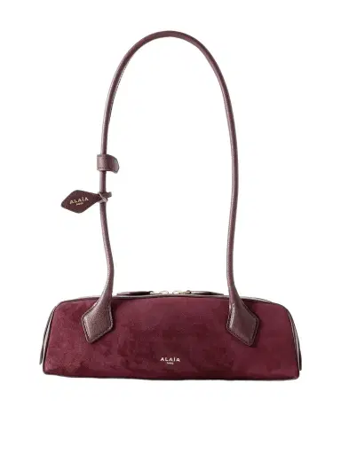 Alaïa Le Teckel Small Leather-trimmed Suede Shoulder Bag | Thumbnail 1 Alaïa Le Teckel Small Leather-trimmed Suede Shoulder Bag | Thumbnail 1