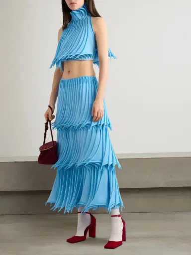 Alaïa Cropped Pleated Knitted Turtleneck Top | Thumbnail 2 Alaïa Cropped Pleated Knitted Turtleneck Top | Thumbnail 2