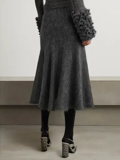 Alaïa Pleated Mohair-blend Midi Skirt | Thumbnail 3 Alaïa Pleated Mohair-blend Midi Skirt | Thumbnail 3