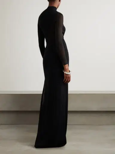 Alaïa Silk Mesh-trimmed Crepe Gown | Thumbnail 3 Alaïa Silk Mesh-trimmed Crepe Gown | Thumbnail 3