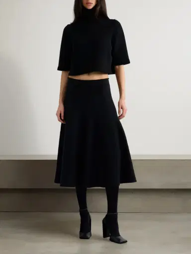 Alaïa Pleated Knitted Cashmere And Wool-blend Midi Skirt | Thumbnail 2 Alaïa Pleated Knitted Cashmere And Wool-blend Midi Skirt | Thumbnail 2