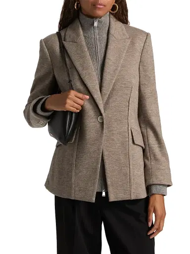SIMKHAI Women's Auden Knit Combo Blazer - Light Bronze | Thumbnail 3 SIMKHAI Women's Auden Knit Combo Blazer - Light Bronze | Thumbnail 3