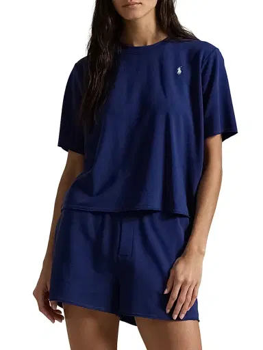 Polo Ralph Lauren Women's Striped Jersey Short Pajamas - Navy | Thumbnail 3 Polo Ralph Lauren Women's Striped Jersey Short Pajamas - Navy | Thumbnail 3