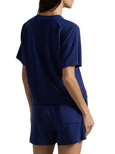 Polo Ralph Lauren Women's Striped Jersey Short Pajamas - Navy | Thumbnail 4 Polo Ralph Lauren Women's Striped Jersey Short Pajamas - Navy | Thumbnail 4