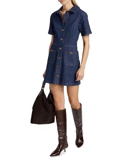 PAIGE Women's Clementine Denim Mini-Shirtdress - Bijoux | Thumbnail 2 PAIGE Women's Clementine Denim Mini-Shirtdress - Bijoux | Thumbnail 2