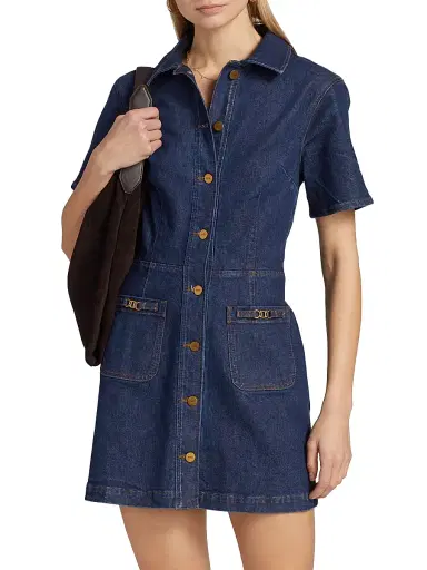 PAIGE Women's Clementine Denim Mini-Shirtdress - Bijoux | Thumbnail 3 PAIGE Women's Clementine Denim Mini-Shirtdress - Bijoux | Thumbnail 3