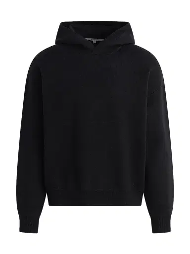 Hudson Jeans Men's Double-Knit Cotton-Cashmere Hoodie - Pitch Black | Thumbnail 1 Hudson Jeans Men's Double-Knit Cotton-Cashmere Hoodie - Pitch Black | Thumbnail 1