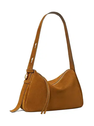 Tory Burch Women's Romy Suede Shoulder Bag - Caramel | Thumbnail 4 Tory Burch Women's Romy Suede Shoulder Bag - Caramel | Thumbnail 4