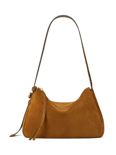 Tory Burch Women's Romy Suede Shoulder Bag - Caramel | Thumbnail 1 Tory Burch Women's Romy Suede Shoulder Bag - Caramel | Thumbnail 1