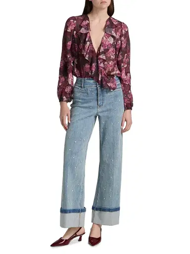 Generation Love Women's Nikali Floral Wrap-Style Bodysuit - Burgundy Fleur Multi | Thumbnail 2 Generation Love Women's Nikali Floral Wrap-Style Bodysuit - Burgundy Fleur Multi | Thumbnail 2