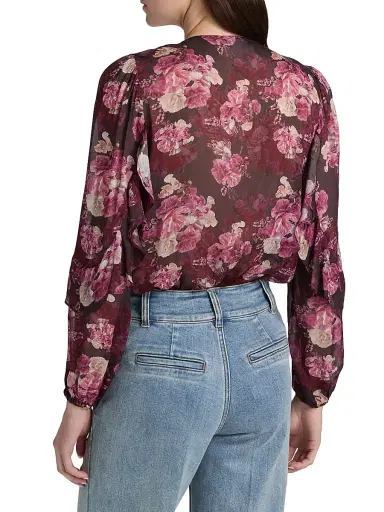 Generation Love Women's Nikali Floral Wrap-Style Bodysuit - Burgundy Fleur Multi | Thumbnail 5 Generation Love Women's Nikali Floral Wrap-Style Bodysuit - Burgundy Fleur Multi | Thumbnail 5