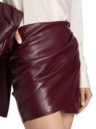 Generation Love Women's Shyann Faux Leather Mini Wrap Skirt - Cabernet | Thumbnail 6 Generation Love Women's Shyann Faux Leather Mini Wrap Skirt - Cabernet | Thumbnail 6