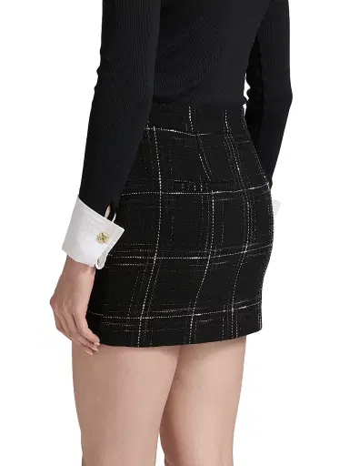 Generation Love Women's Kendra Windowpane Tweed Miniskirt - Black White | Thumbnail 4 Generation Love Women's Kendra Windowpane Tweed Miniskirt - Black White | Thumbnail 4