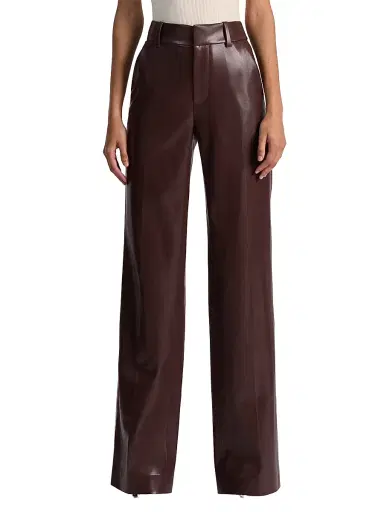 ALICE + OLIVIA Women's Alexander Faux-Leather Straight-Leg Pants - Dark Chocolate | Thumbnail 3 ALICE + OLIVIA Women's Alexander Faux-Leather Straight-Leg Pants - Dark Chocolate | Thumbnail 3