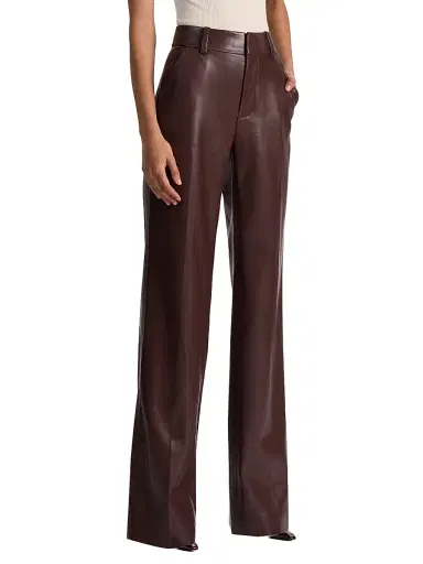 ALICE + OLIVIA Women's Alexander Faux-Leather Straight-Leg Pants - Dark Chocolate | Thumbnail 4 ALICE + OLIVIA Women's Alexander Faux-Leather Straight-Leg Pants - Dark Chocolate | Thumbnail 4