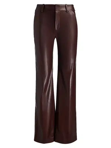 ALICE + OLIVIA Women's Alexander Faux-Leather Straight-Leg Pants - Dark Chocolate | Thumbnail 1 ALICE + OLIVIA Women's Alexander Faux-Leather Straight-Leg Pants - Dark Chocolate | Thumbnail 1