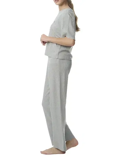 Polo Ralph Lauren Women's Heathered Waffle-Knit Pajamas - Heather Grey | Thumbnail 3 Polo Ralph Lauren Women's Heathered Waffle-Knit Pajamas - Heather Grey | Thumbnail 3