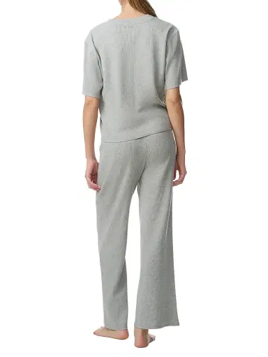 Polo Ralph Lauren Women's Heathered Waffle-Knit Pajamas - Heather Grey | Thumbnail 4 Polo Ralph Lauren Women's Heathered Waffle-Knit Pajamas - Heather Grey | Thumbnail 4