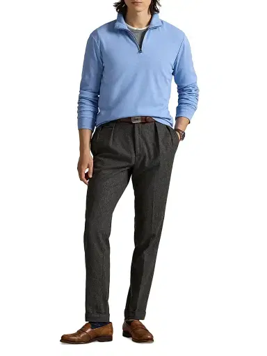 Polo Ralph Lauren Men's Luxury Textured Quarter-Zip Sweatshirt - Soft Royal Heather Nevis | Thumbnail 2 Polo Ralph Lauren Men's Luxury Textured Quarter-Zip Sweatshirt - Soft Royal Heather Nevis | Thumbnail 2