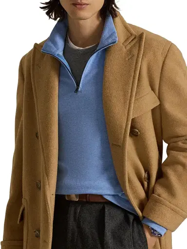 Polo Ralph Lauren Men's Luxury Textured Quarter-Zip Sweatshirt - Soft Royal Heather Nevis | Thumbnail 5 Polo Ralph Lauren Men's Luxury Textured Quarter-Zip Sweatshirt - Soft Royal Heather Nevis | Thumbnail 5