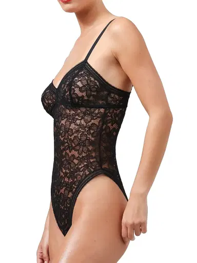 Wolford Women's Graphic Lace Wireless Bodysuit - Black | Thumbnail 2 Wolford Women's Graphic Lace Wireless Bodysuit - Black | Thumbnail 2