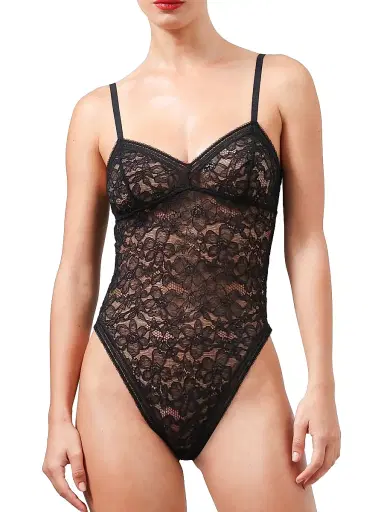 Wolford Women's Graphic Lace Wireless Bodysuit - Black | Thumbnail 1 Wolford Women's Graphic Lace Wireless Bodysuit - Black | Thumbnail 1