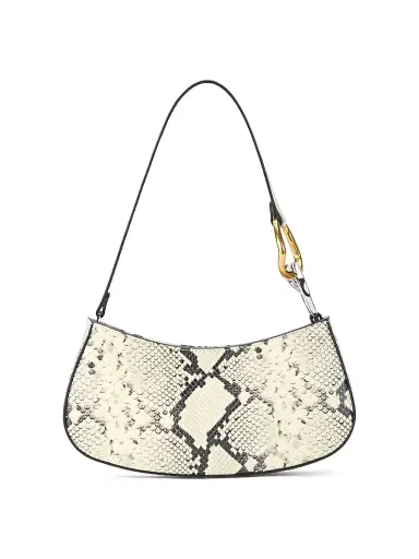Staud Women's Ollie Snakeskin-Print Leather Shoulder Bag - White Snake | Thumbnail 1 Staud Women's Ollie Snakeskin-Print Leather Shoulder Bag - White Snake | Thumbnail 1