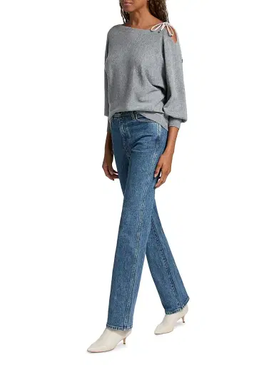 Milly Women's Ida Ots Embellished-Tie Sweater | Thumbnail 2 Milly Women's Ida Ots Embellished-Tie Sweater | Thumbnail 2