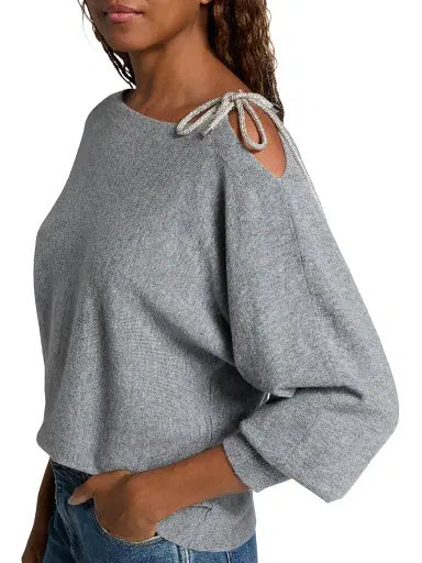 Milly Women's Ida Ots Embellished-Tie Sweater | Thumbnail 6 Milly Women's Ida Ots Embellished-Tie Sweater | Thumbnail 6