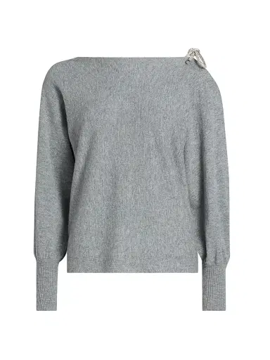 Milly Women's Ida Ots Embellished-Tie Sweater | Thumbnail 1 Milly Women's Ida Ots Embellished-Tie Sweater | Thumbnail 1